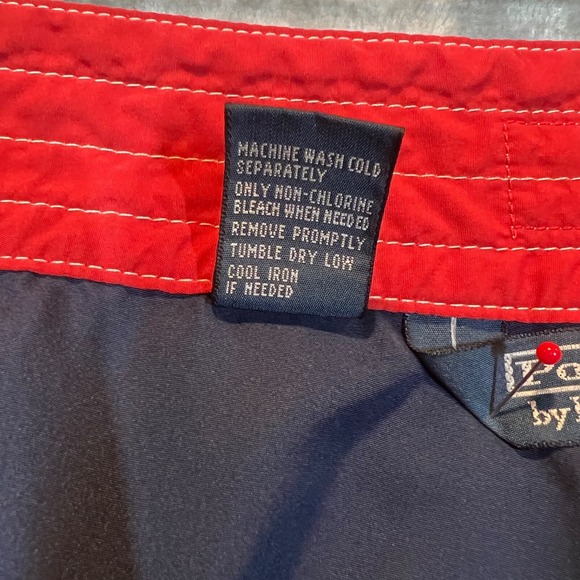 Polo by Ralph Lauren Swim Board Shorts Mens Size 32 Red Preppy Beach Blue‎ Pony - Picture 10 of 16